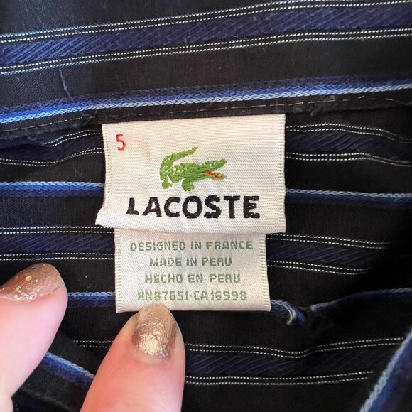 Lacoste Button Shirt Mens 5 Large Croc Logo Pocket Striped Classic Preppy - Picture 4 of 9